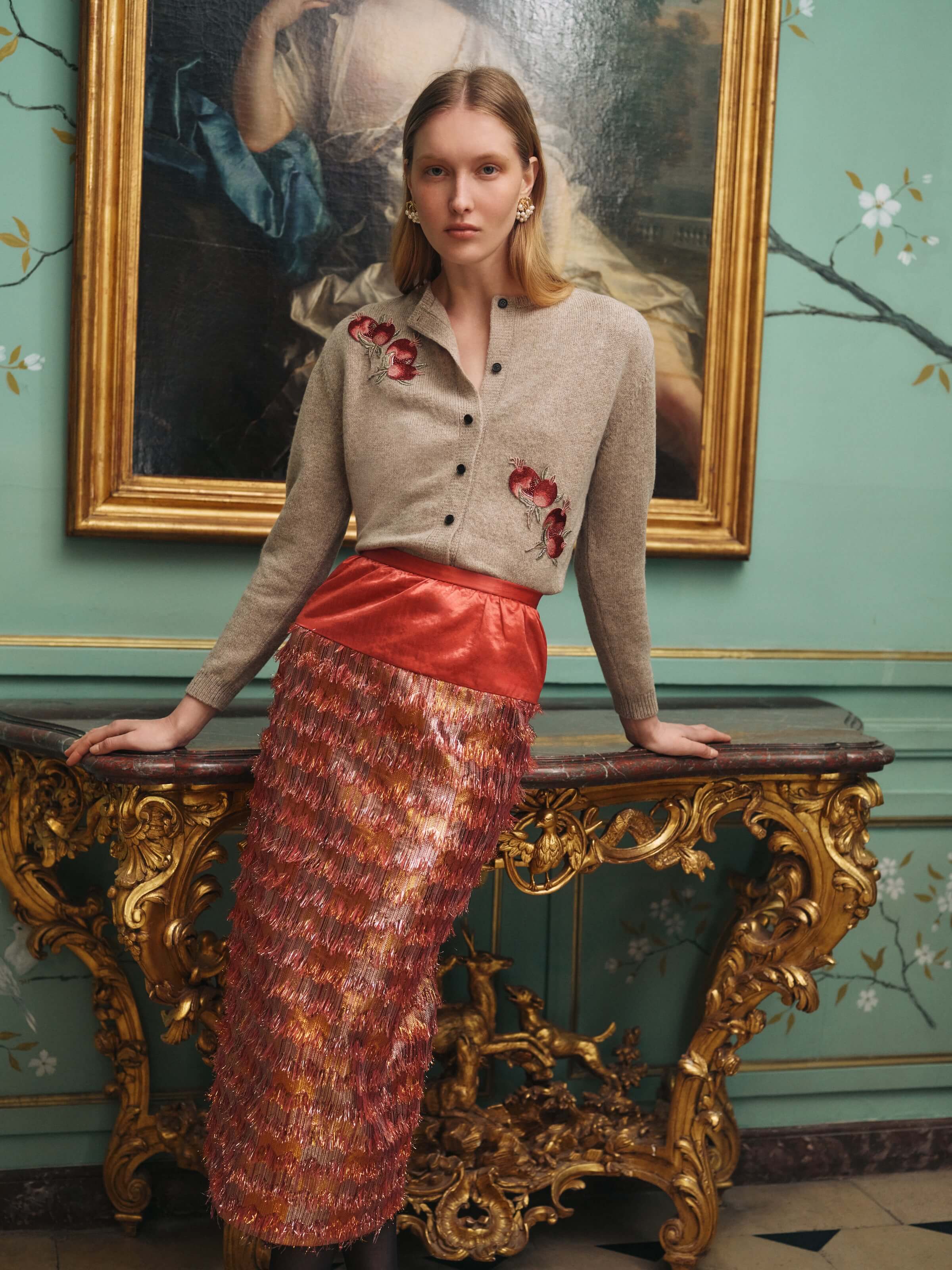 Ria Contrast Midi Skirt