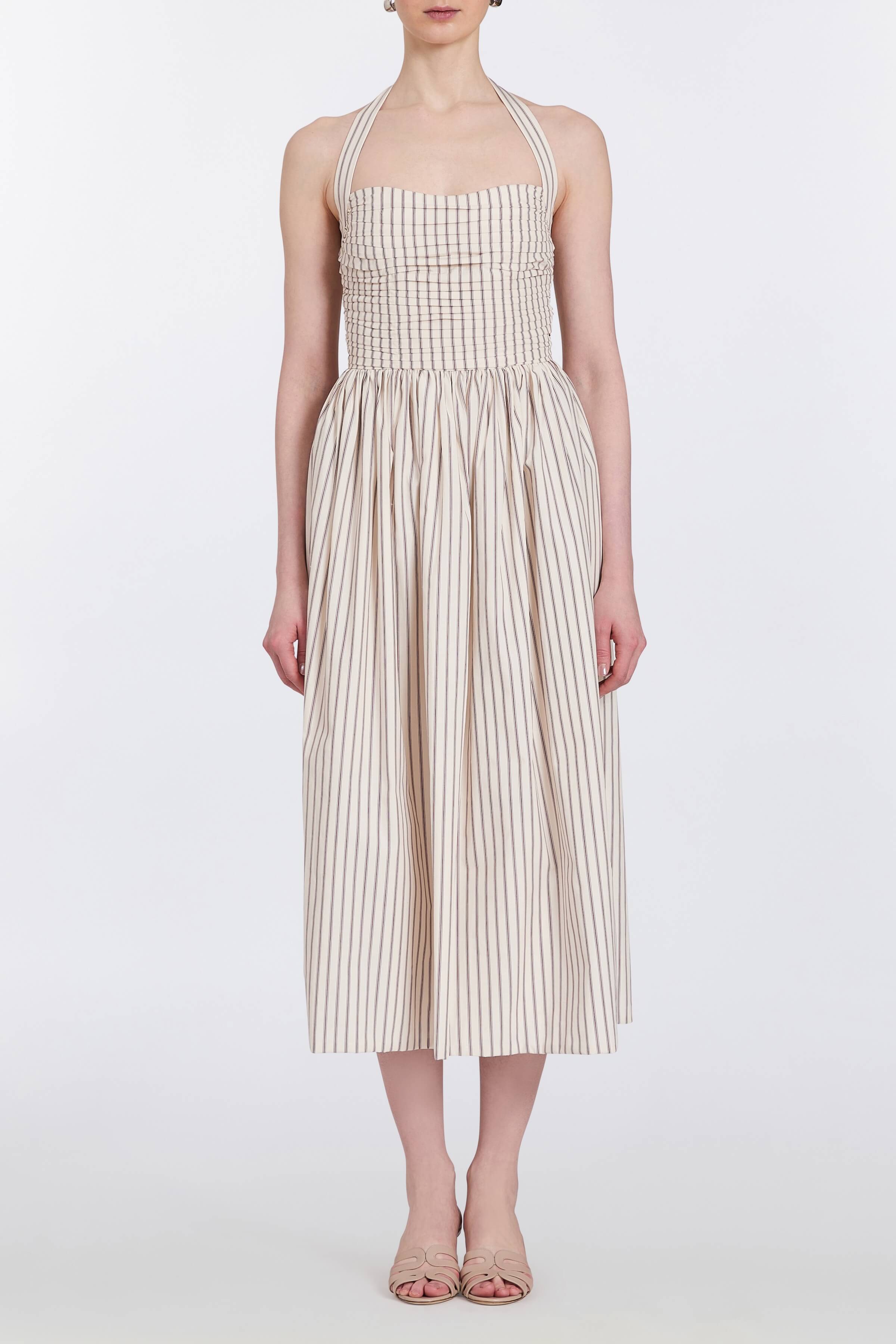 Leia Striped Halter Midi Dress
