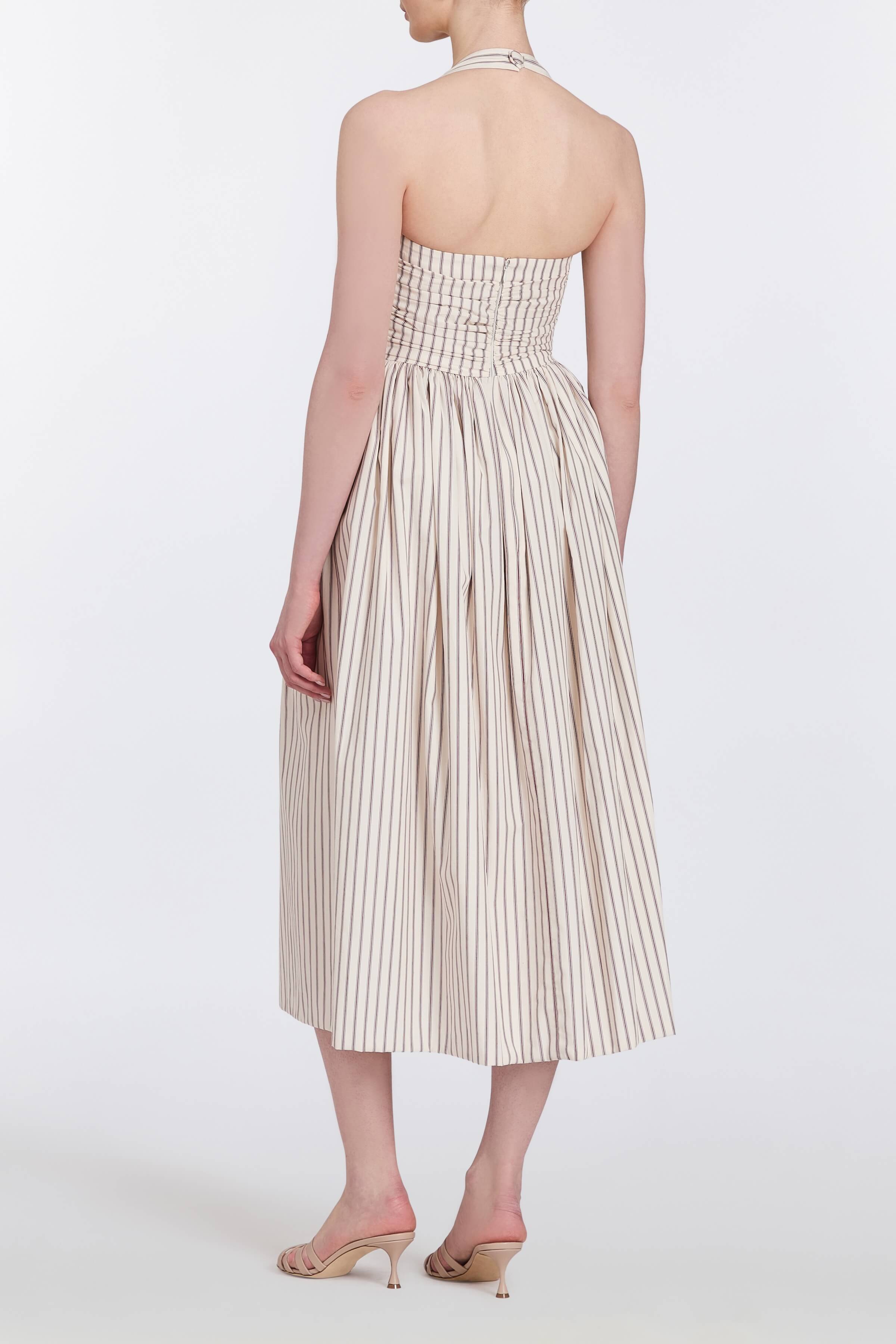 Leia Striped Halter Midi Dress