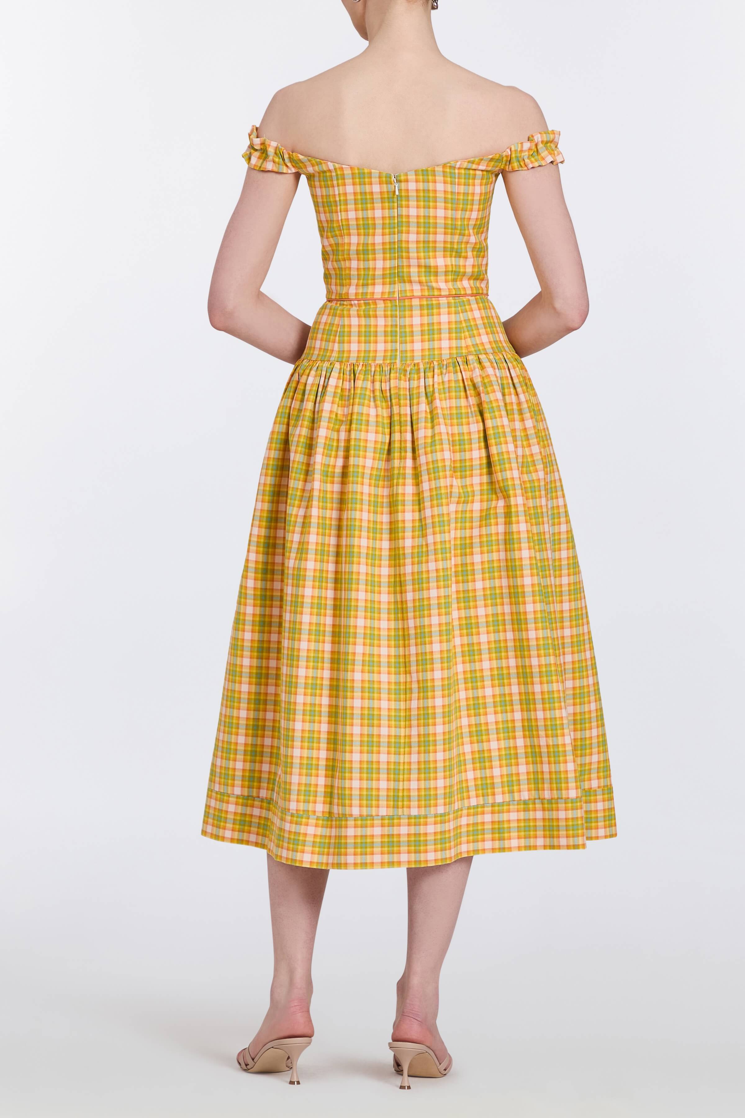 Giorgia Saffron Plaid Midi Dress