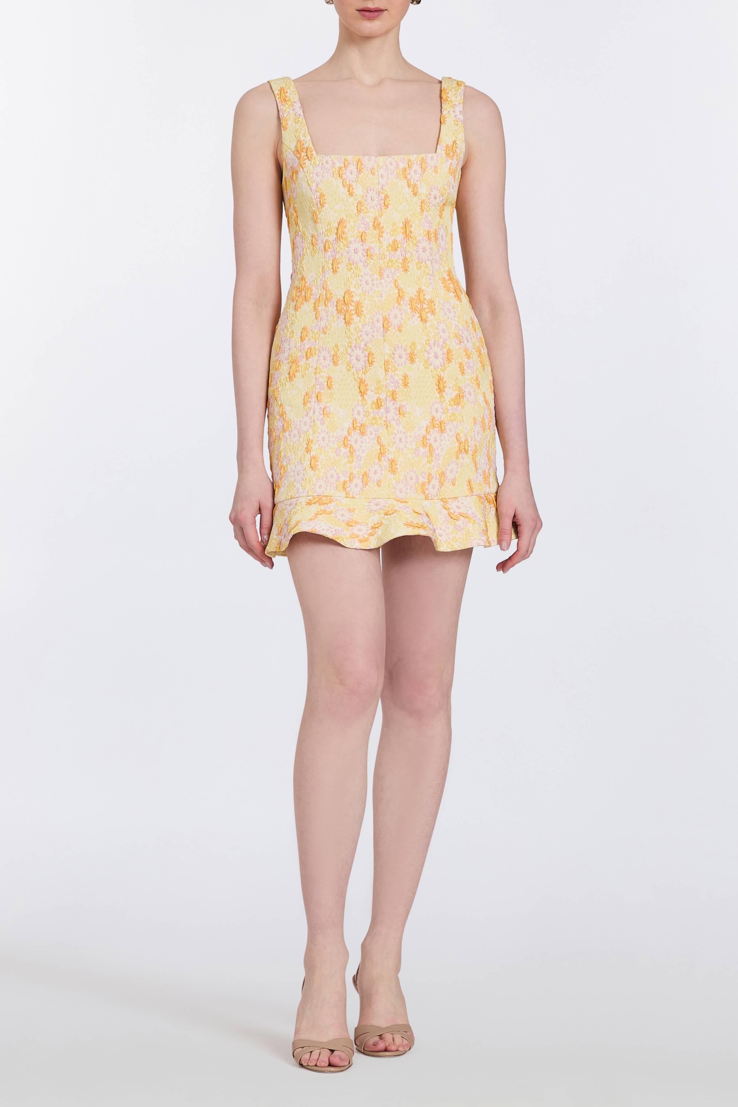 Kira Daisy Stretch Brocade Mini Dress