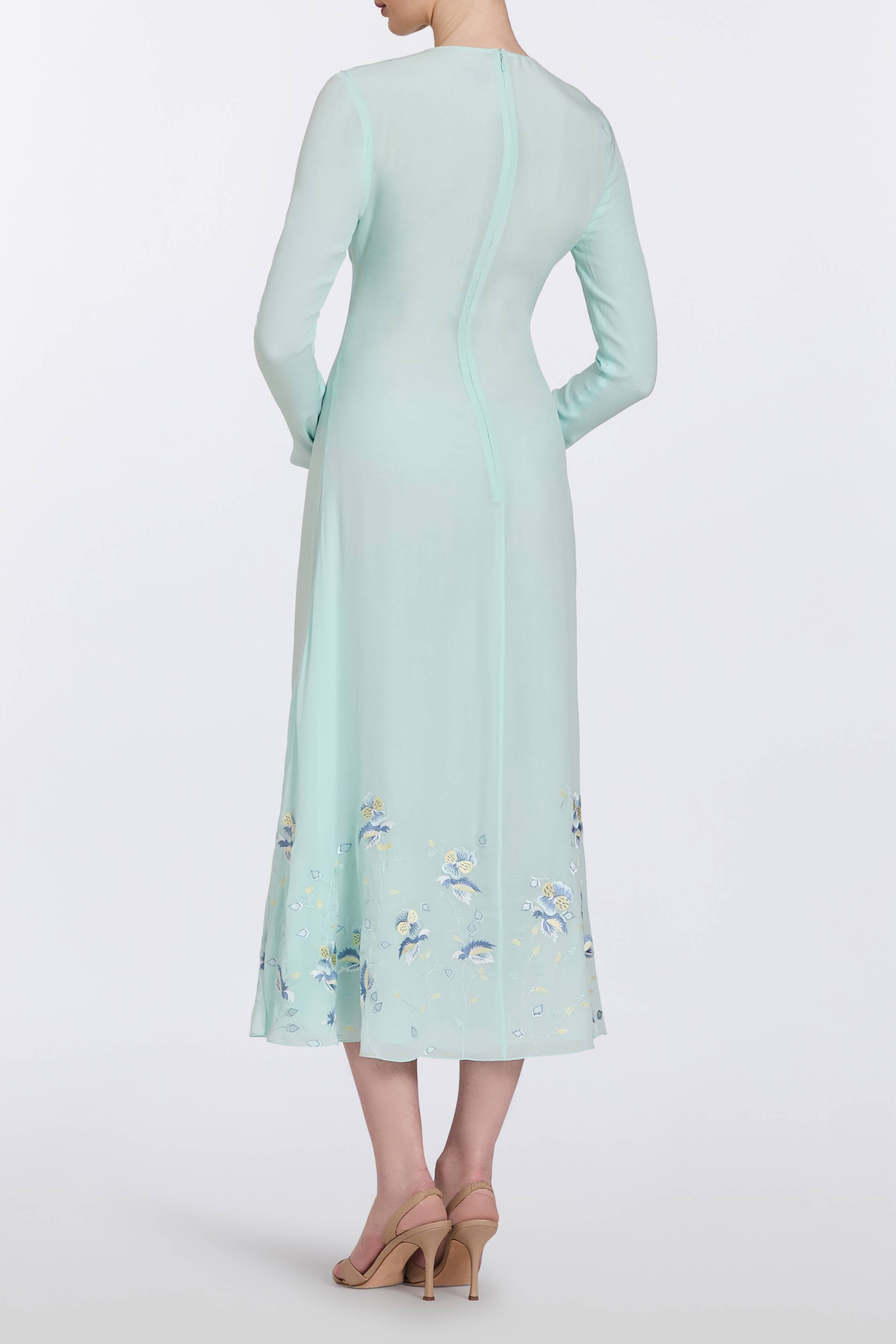 Elsie Light Blue Pansy Midi Dress