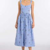 Nara Sequin Embroidery Midi Dress