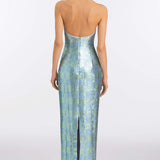 Nerine Gingham Sequin Gown