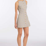 Skye Pastel Plaid Button Up Mini Dress