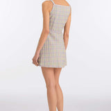 Skye Pastel Plaid Button Up Mini Dress
