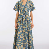 Margaretta Dusk Marigold Ikat Gown