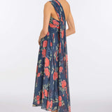 Erica Red Bloom Chiffon Midi Dress