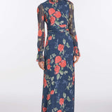 Adelaide Red Bloom Chiffon Gown