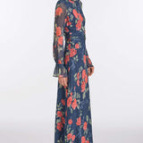 Adelaide Red Bloom Chiffon Gown