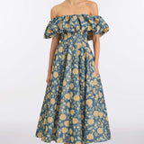 Freesia Dusk Marigold Ikat Midi Dress
