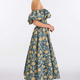 Freesia Dusk Marigold Ikat Midi Dress