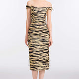 Amina Zebra-Striped Midi Dress