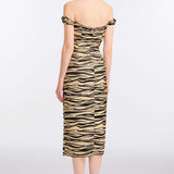 Amina Zebra-Striped Midi Dress
