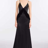 Neroli Black Satin and Velvet Gown