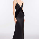 Neroli Black Satin and Velvet Gown