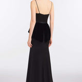 Neroli Black Satin and Velvet Gown