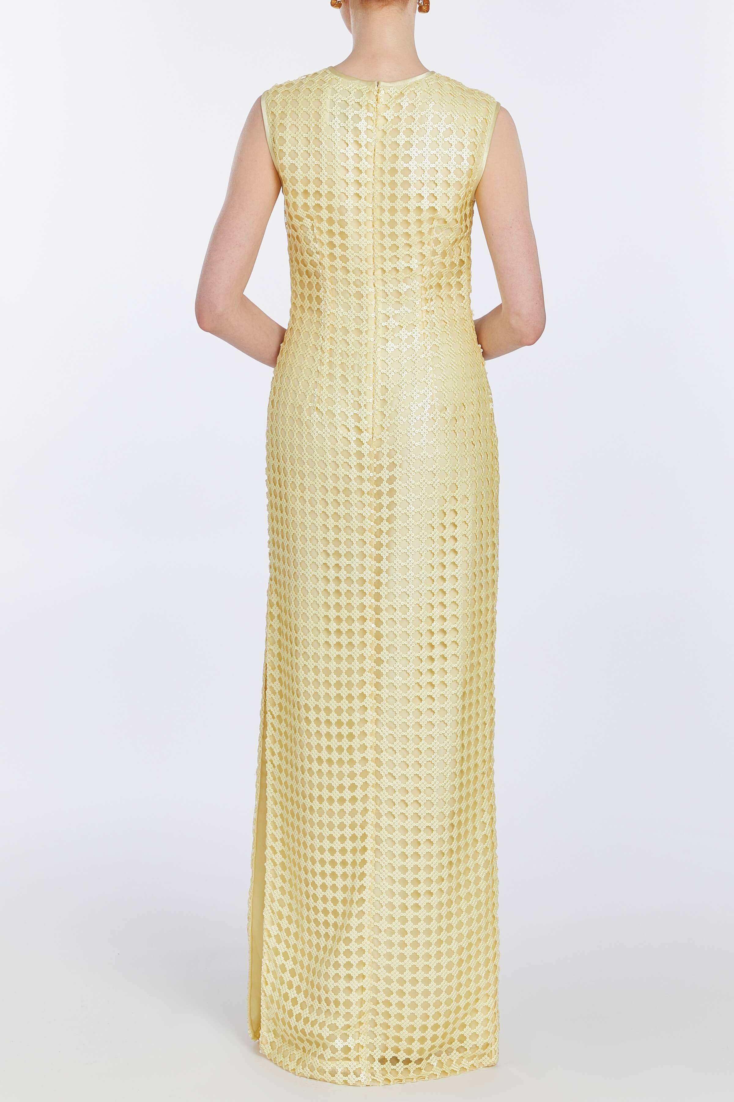 Sonja Yellow Sequin Net Gown