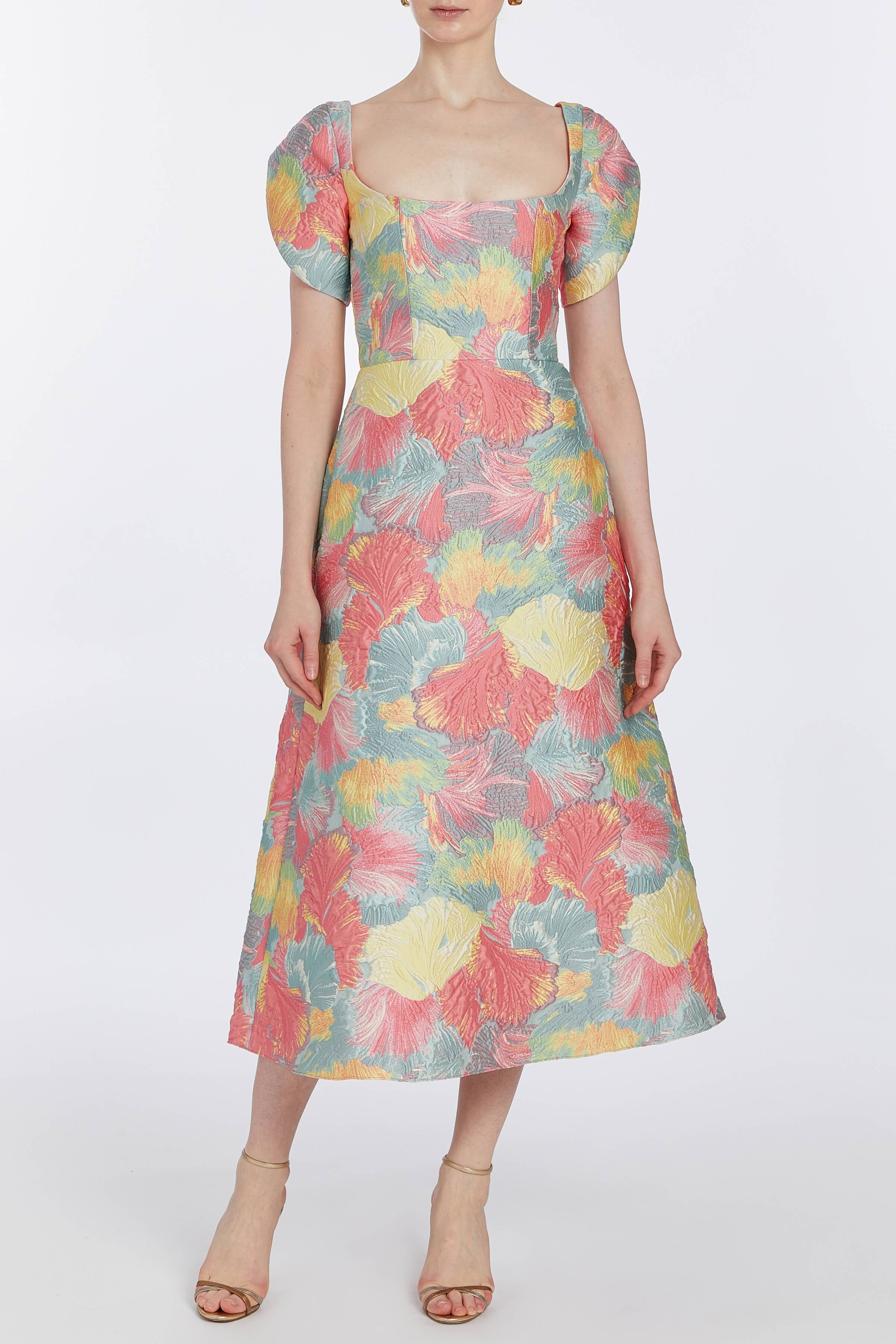 Astrid Sherbet Brocade Midi Dress