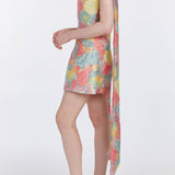 Gita Sherbet Brocade Mini Dress