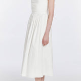 Leia Off-White Ruched Halter Midi Dress
