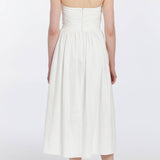 Leia Off-White Ruched Halter Midi Dress