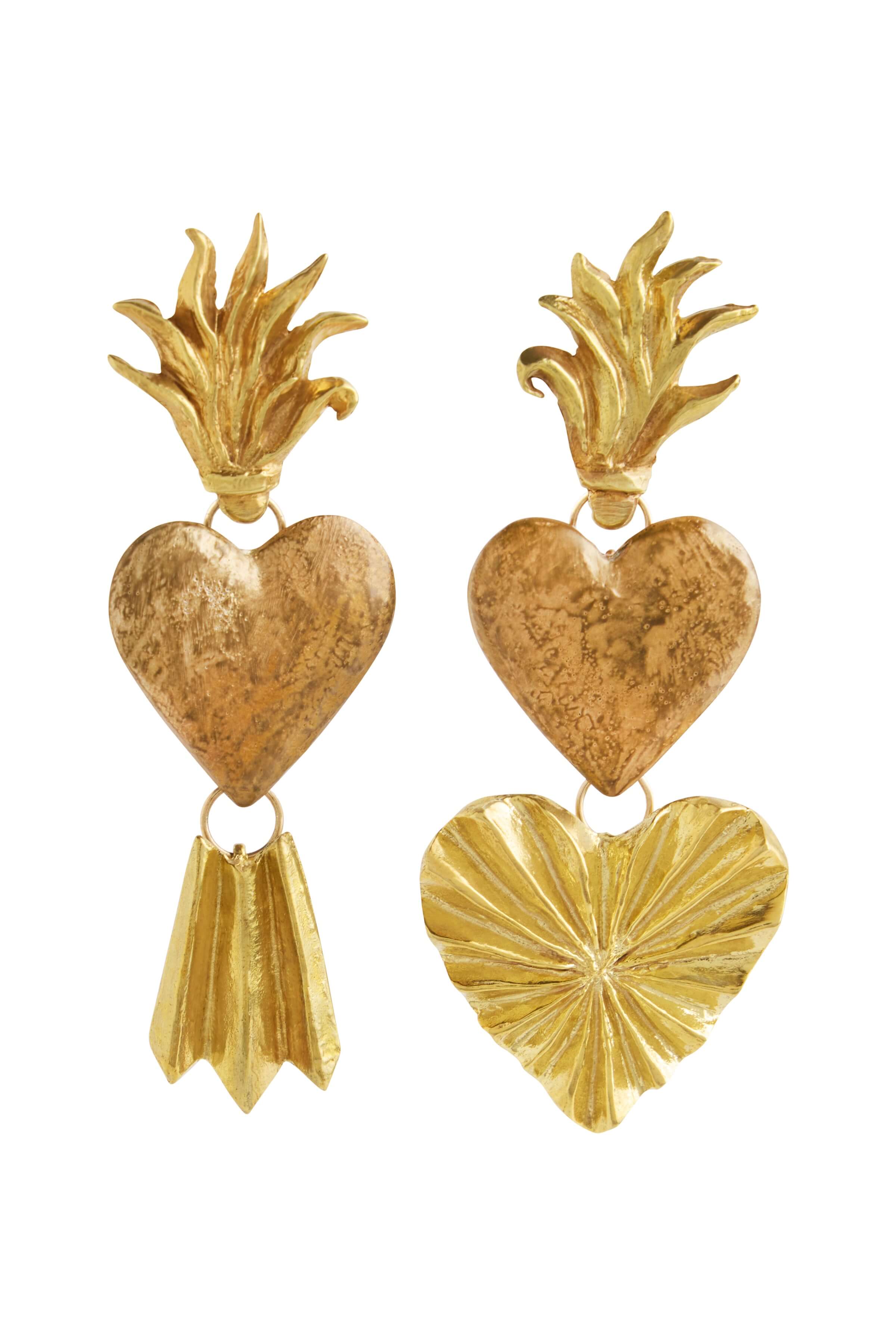 Amore Sacro Raw Bronze Sacred Heart Earring