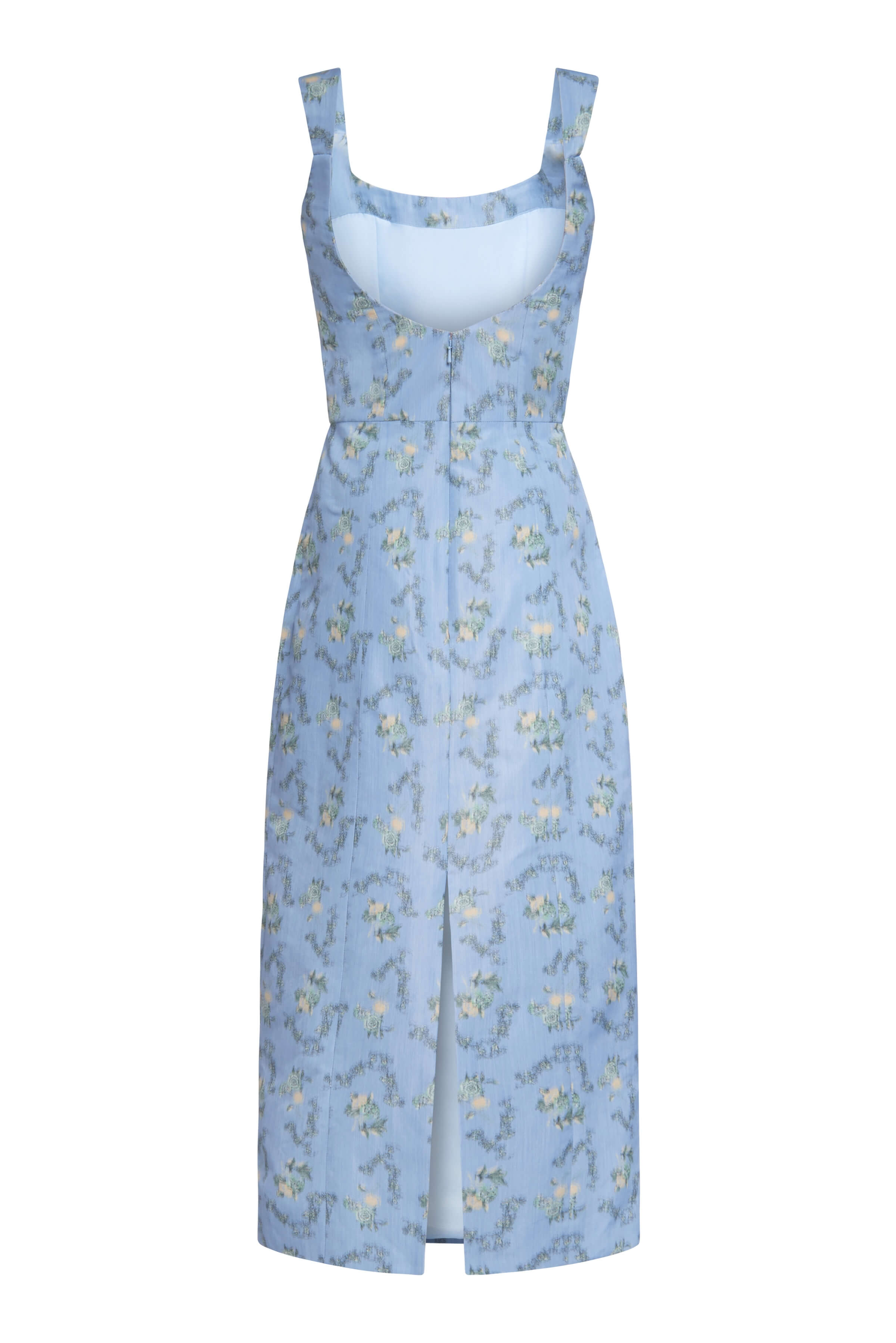 Numa Blue Floral Ikat Corset Midi Dress