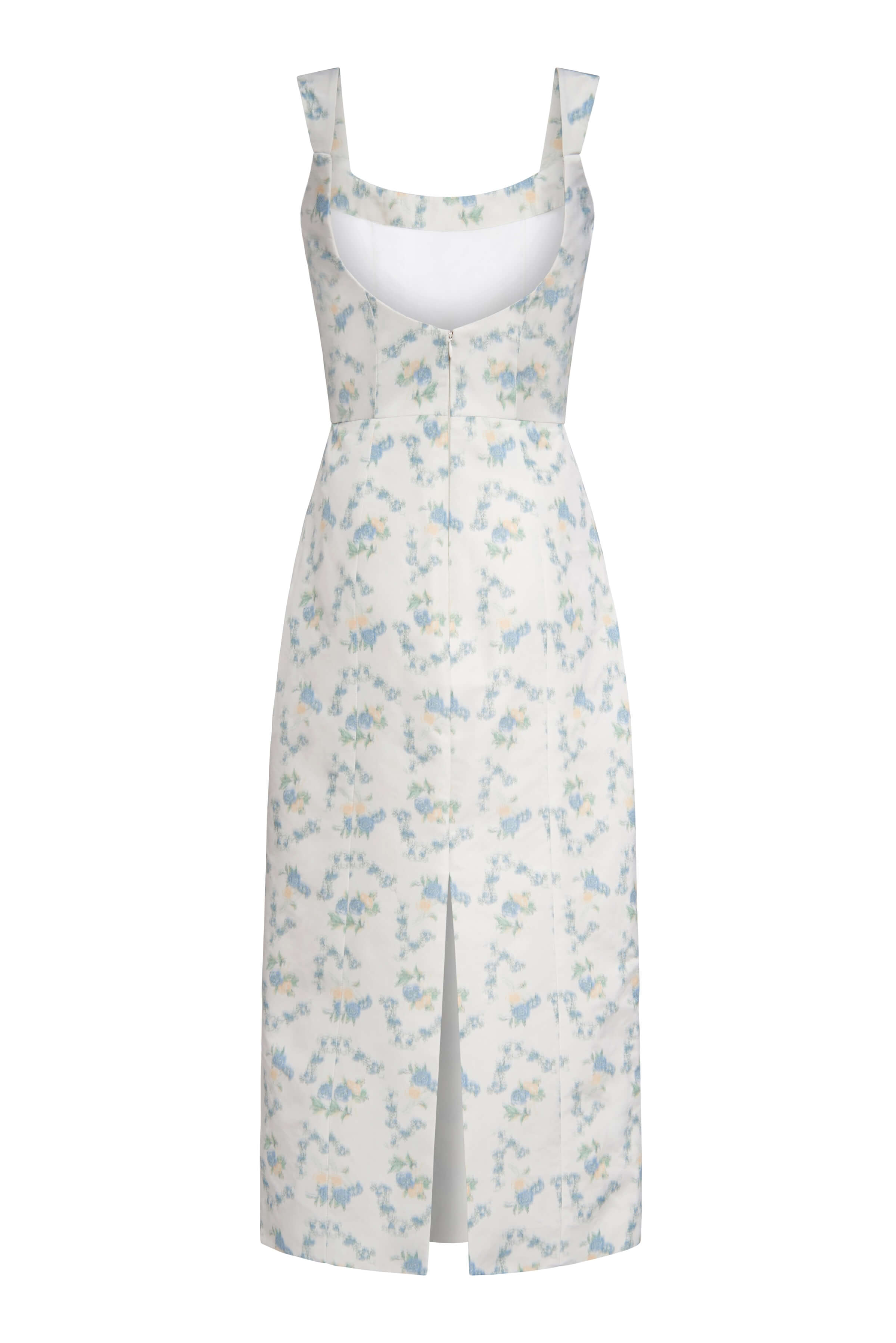 Numa White Floral Ikat Corset Midi Dress