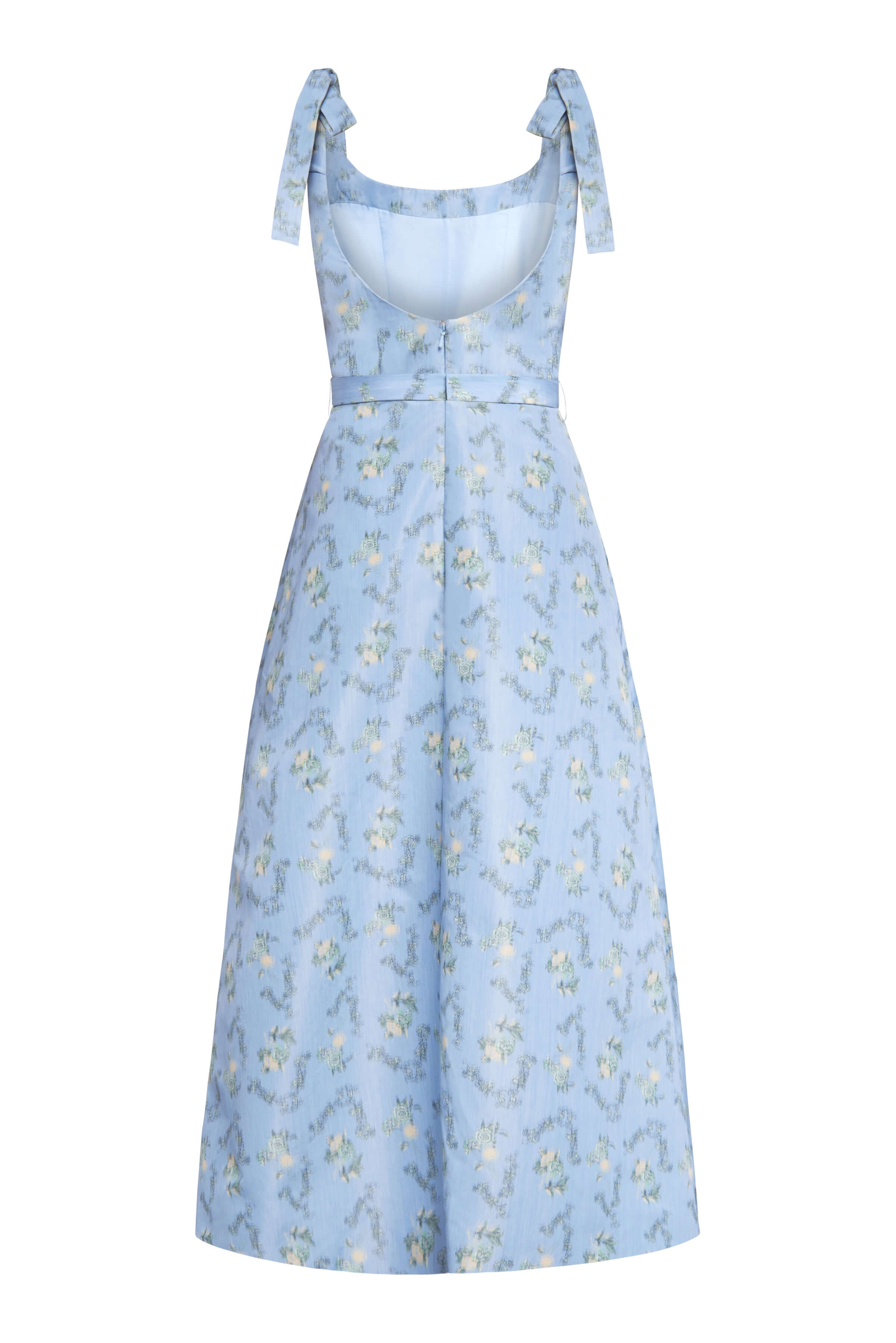 Serafina Blue Floral Ikat Midi Dress