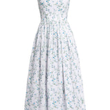Apple Blue Vine Beaded Shantung Midi Dress