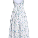 Apple Blue Vine Beaded Shantung Midi Dress