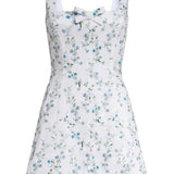 Corinne Blue Vine Beaded Shantung Mini Dress