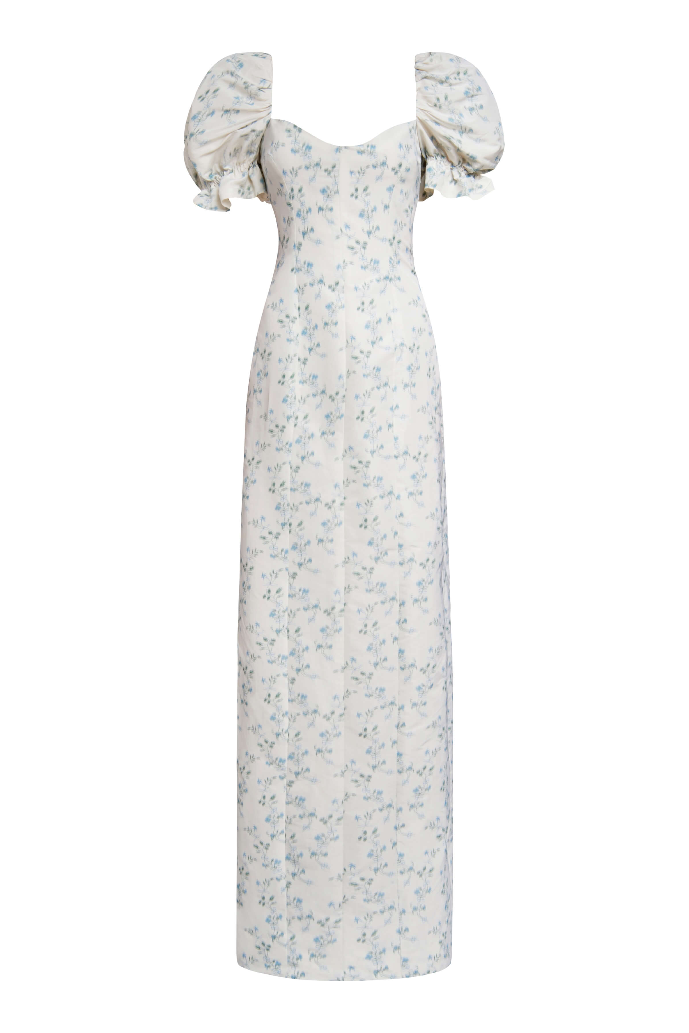 Isidore Blue Bow Floral Ikat Column Gown