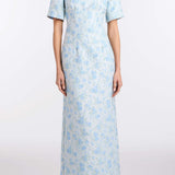 Gilda Cornflower And Mint Brocade Gown