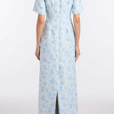 Gilda Cornflower And Mint Brocade Gown