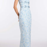 Lillia Cornflower and Mint Brocade Gown