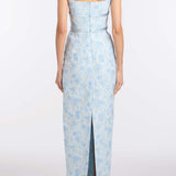 Lillia Cornflower and Mint Brocade Gown