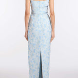 Lillia Cornflower and Mint Brocade Gown