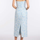 Giulia Cornflower and Mint Brocade Dress