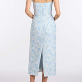 Giulia Cornflower and Mint Brocade Dress