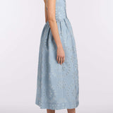 Apple Floral Organza Burnout Corset Midi Dress