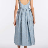 Apple Floral Organza Burnout Corset Midi Dress