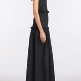 Alanna Black Gingham Taffeta Ruffle Tiered Gown