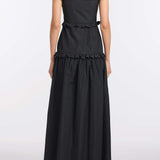 Alanna Black Gingham Taffeta Ruffle Tiered Gown