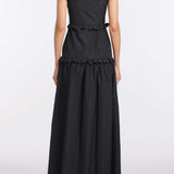 Alanna Black Gingham Taffeta Ruffle Tiered Gown