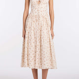 Penelope Blush Bouquet Cotton Eyelet Keyhole Midi Dress