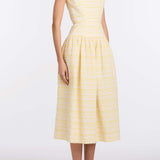 Giorgie Lemon Textured Stripe Midi Dress