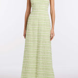 Sahara Lime Textured Stripe Halter Gown