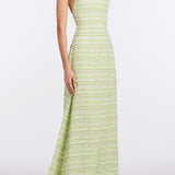 Sahara Lime Textured Stripe Halter Gown